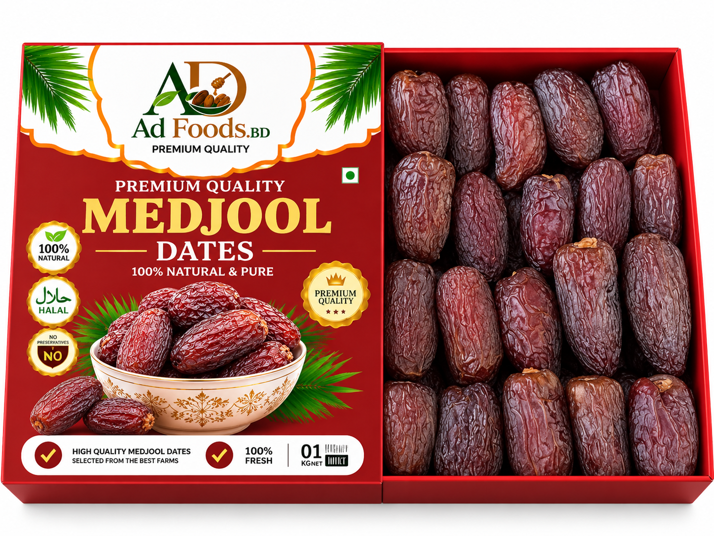 AD Foods BD Premium Medjool Jumbo Dates in a 1kg pack