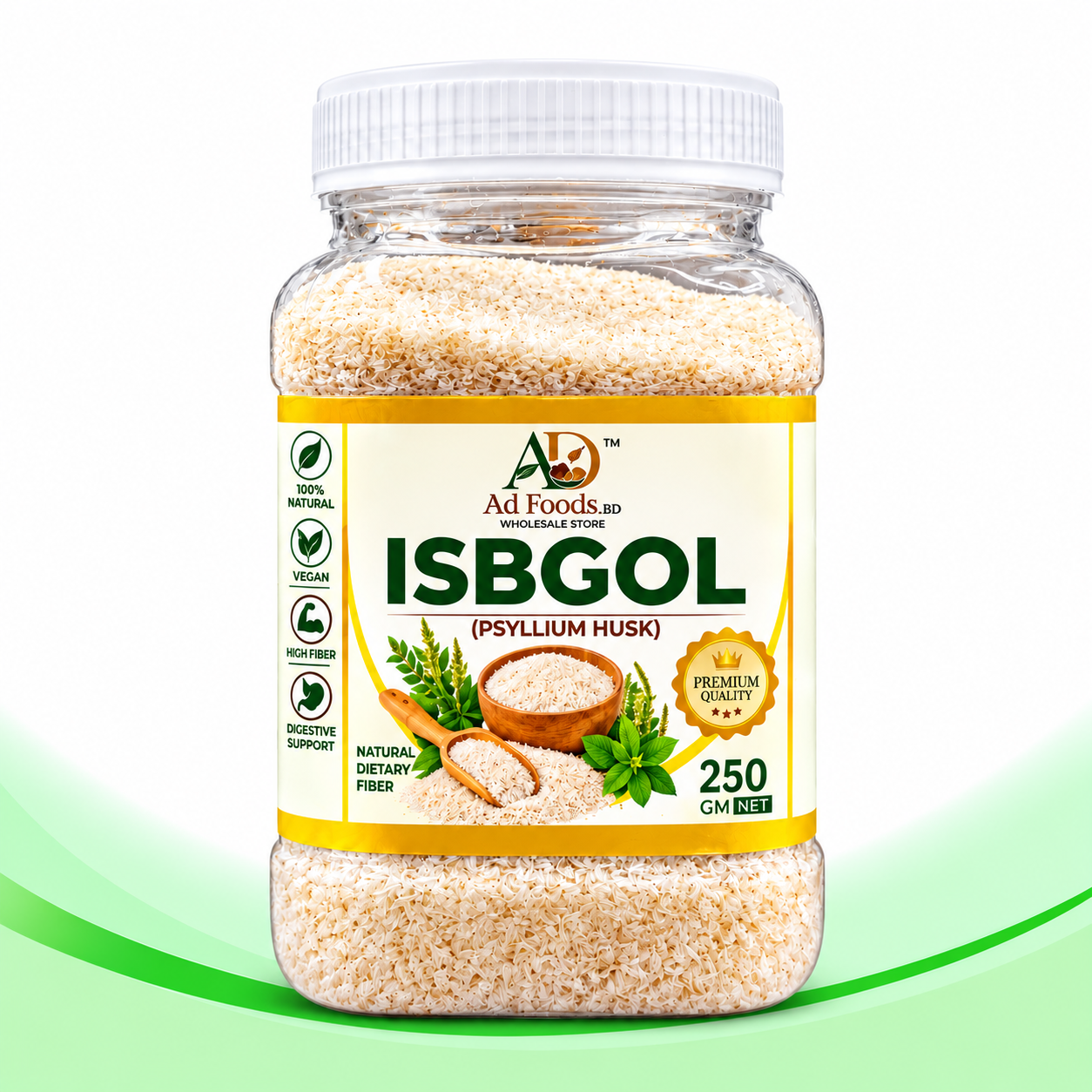 AD Foods BD Premium Isabgol Psyllium Husk 250g jar