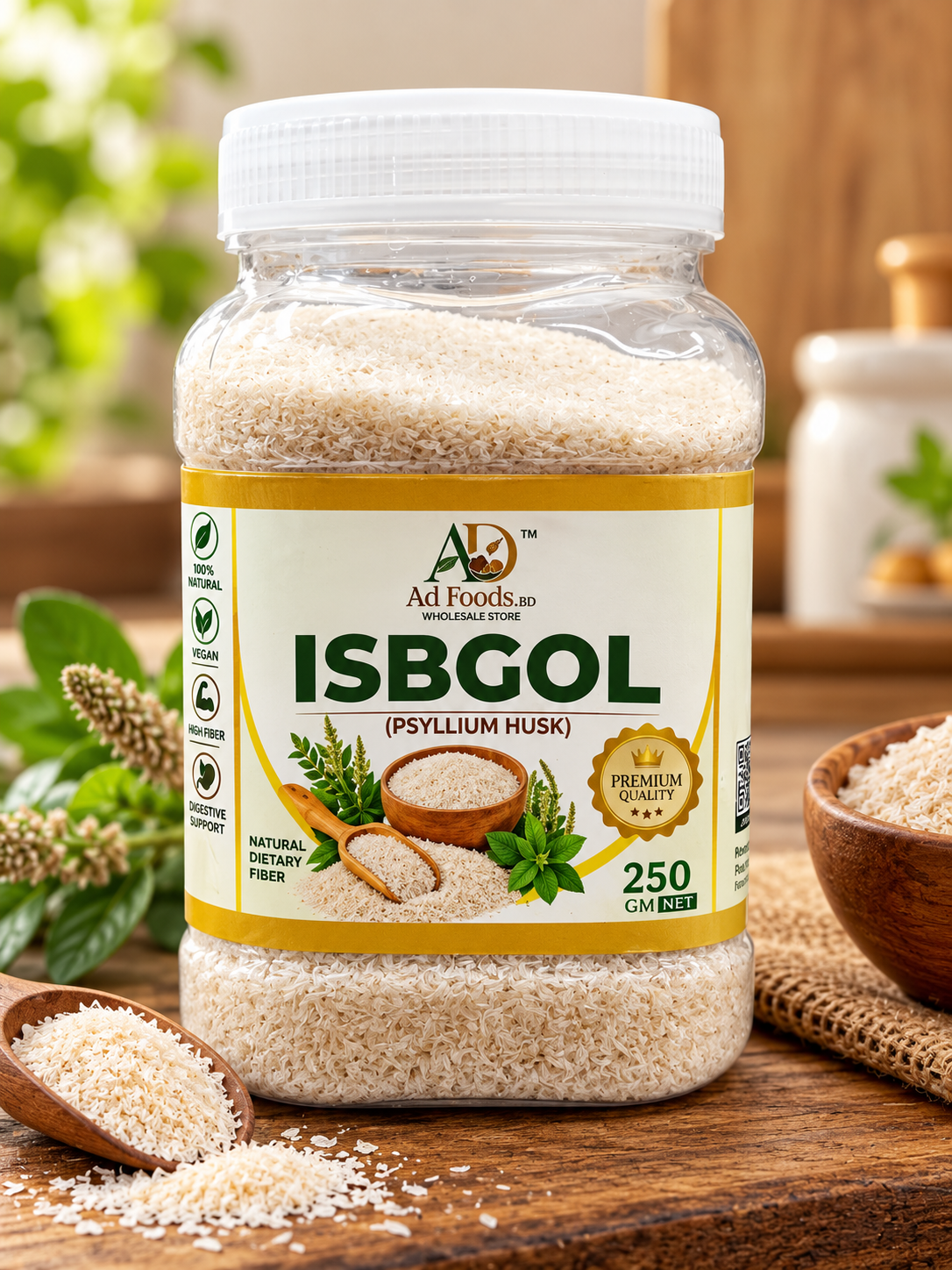 AD Foods BD Premium Isabgol Psyllium Husk 100g jar
