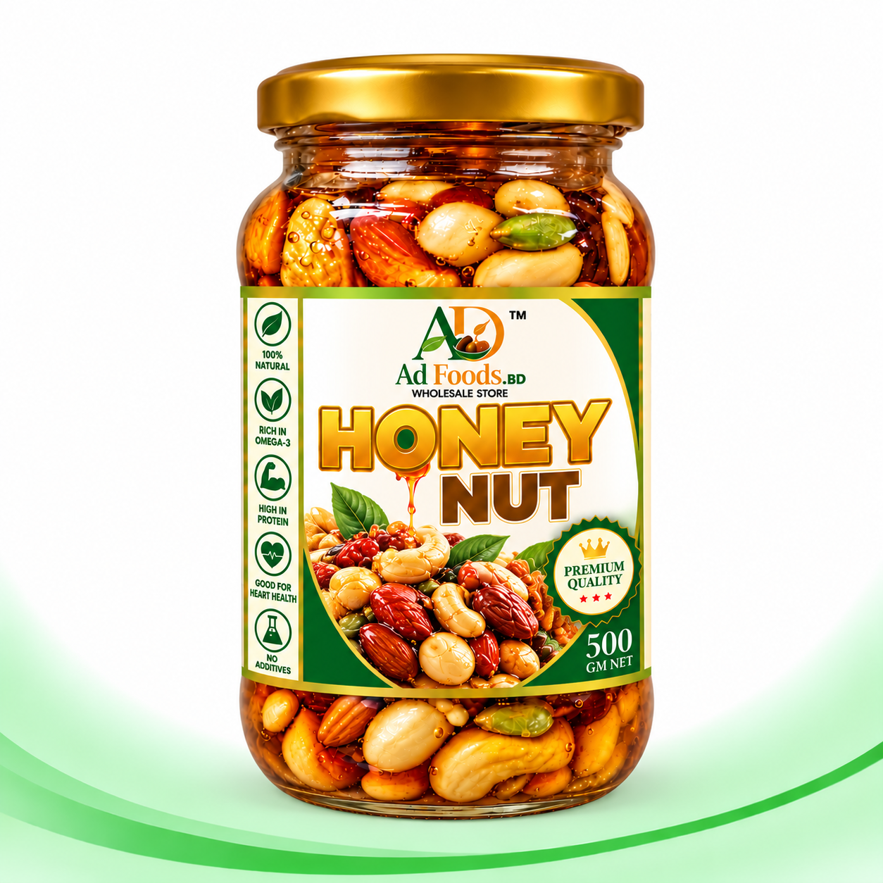 AD Foods BD Premium Honey Nut 500g Jar